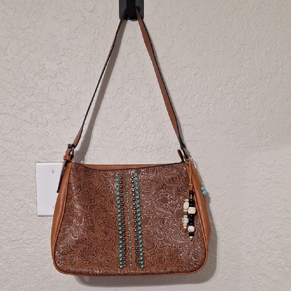 Anneliese -Brown Embossed Shoulder Bag - NWOT